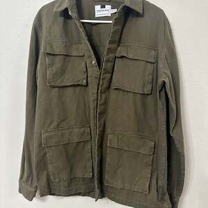 Topman Men's Olive Green Cotton Twill 4-Pocket Field Jacket Overshirt